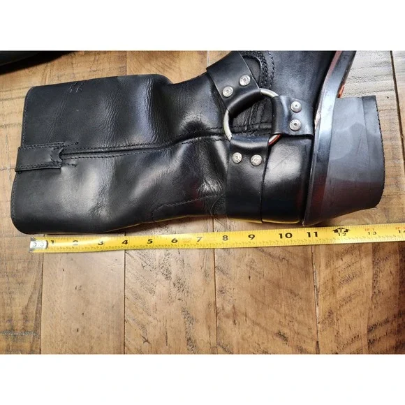 Harley Davidson Womens Black Leather Harness Biker Boots Square Toe 85145 Size 8 - Picture 4 of 9